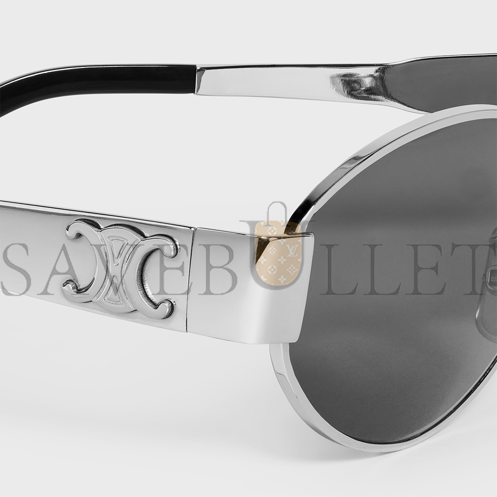 CELINE TRIOMPHE METAL 01 SUNGLASSES IN METAL SILVER GREEN 4S235